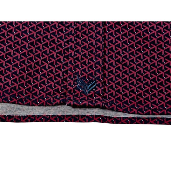 Buttercloth Geometric Flip Cuff Button Up Shirt Men's 3XL Regular Fit Red - Picture 7 of 12